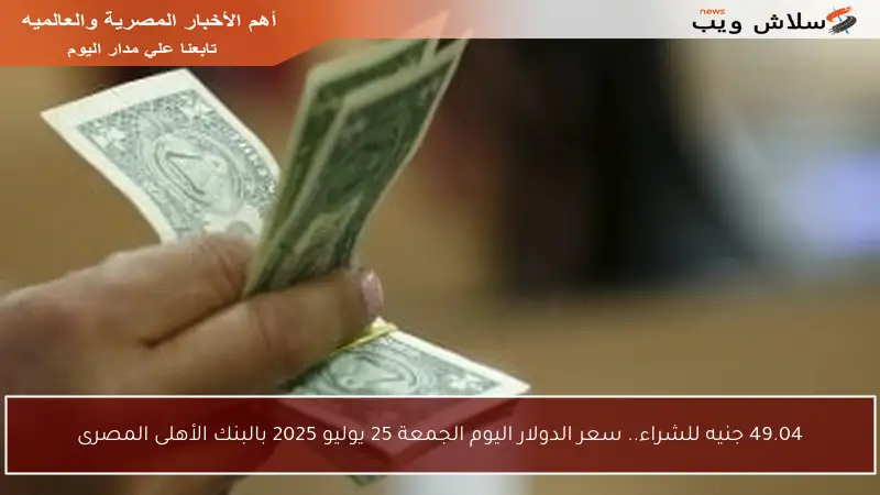 49.04 جنيه للشراء.. سعر الدولار اليوم الجمعة 25 يوليو 2025 بالبنك الأهلى المصرى