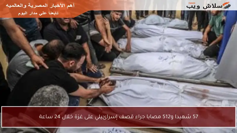 57 شهيدا و512 مصابا جراء قصف إسرائيلي على غزة خلال 24 ساعة