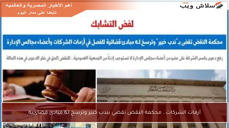 أزمات الشركات.. محكمة النقض تقضي بندب خبير وترسخ لـ6 مبادئ قضائية