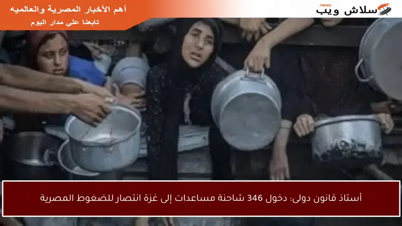أستاذ قانون دولى: دخول 346 شاحنة مساعدات إلى غزة انتصار للضغوط المصرية