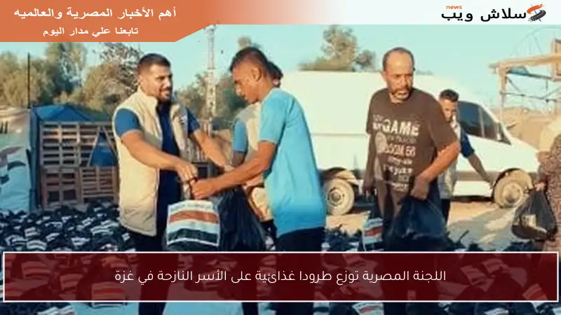 اللجنة المصرية توزع طرودا غذائية على الأسر النازحة في غزة