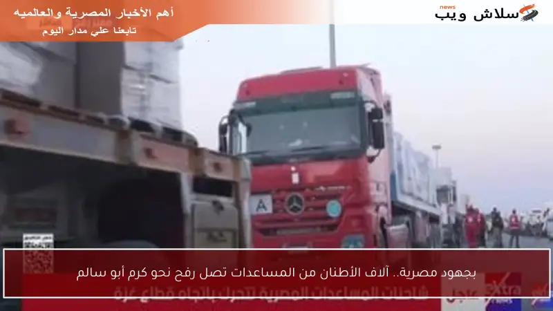 بجهود مصرية.. آلاف الأطنان من المساعدات تصل رفح نحو كرم أبو سالم