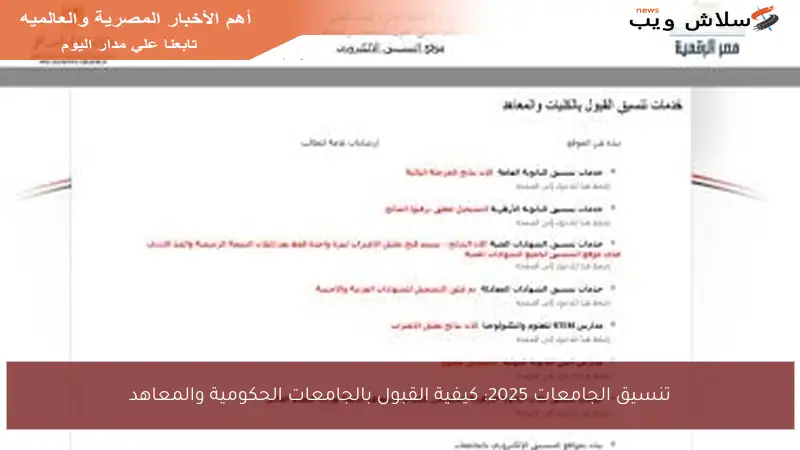 تنسيق الجامعات 2025: كيفية القبول بالجامعات الحكومية والمعاهد