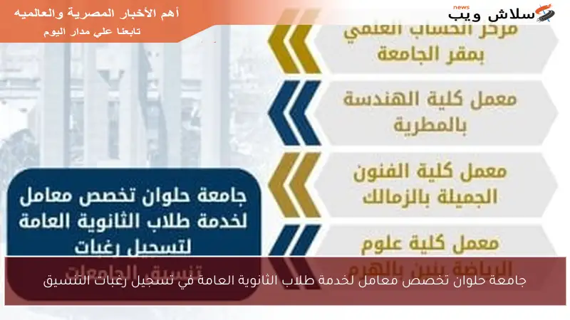 جامعة حلوان تخصص معامل لخدمة طلاب الثانوية العامة في تسجيل رغبات التنسيق