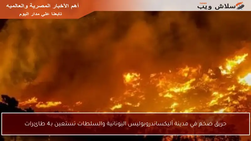 حريق ضخم في مدينة أليكساندروبوليس اليونانية والسلطات تستعين بـ4 طائرات