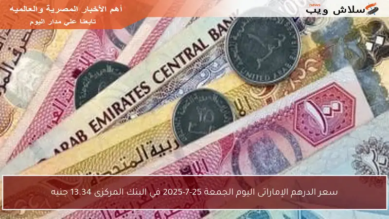 سعر الدرهم الإماراتى اليوم الجمعة 25-7-2025 في البنك المركزى 13.34 جنيه