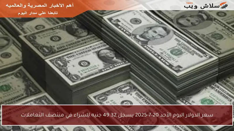 سعر الدولار اليوم الأحد 20-7-2025 يسجل 49.32 جنيه للشراء في منتصف التعاملات