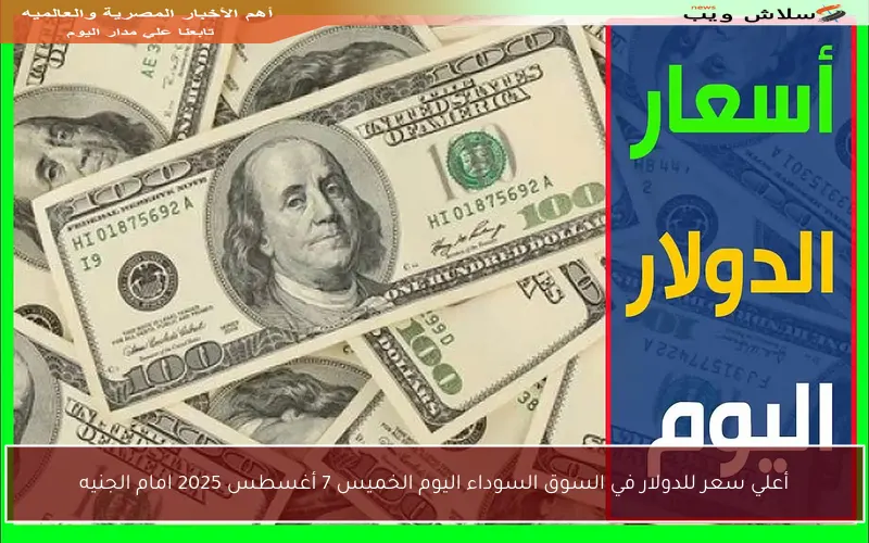 أعلي سعر للدولار في السوق السوداء اليوم الخميس 7 أغسطس 2025 امام الجنيه