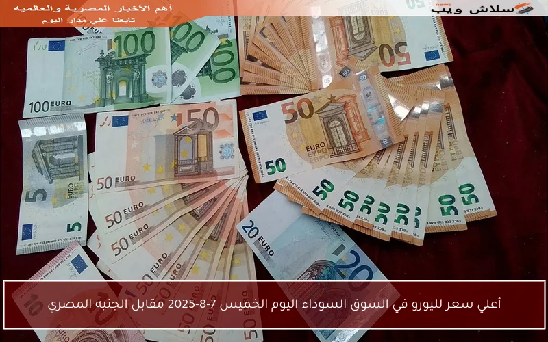 أعلي سعر لليورو في السوق السوداء اليوم الخميس 7-8-2025 مقابل الجنيه المصري