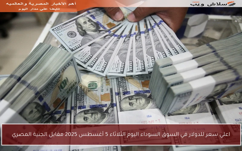اعلي سعر للدولار في السوق السوداء اليوم الثلاثاء 5 أغسطس 2025 مقابل الجنية المصري