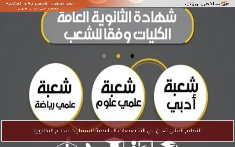 التعليم العالى تعلن عن التخصصات الجامعية للمسارات بنظام البكالوريا