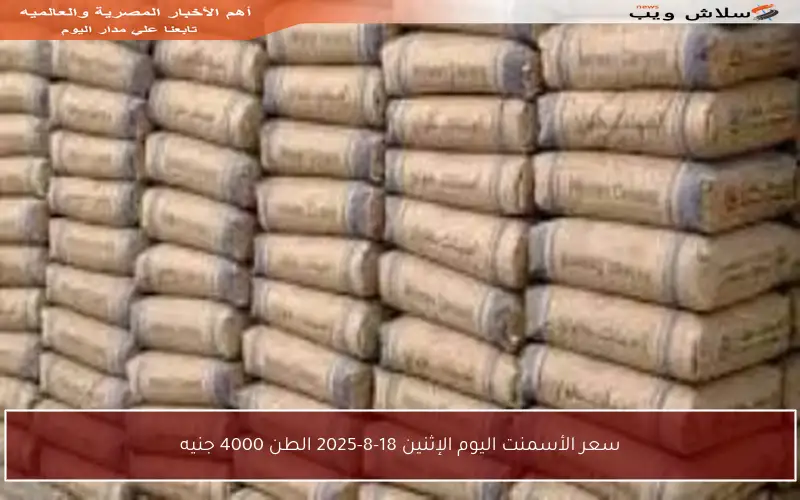 سعر الأسمنت اليوم الإثنين 18-8-2025 الطن 4000 جنيه