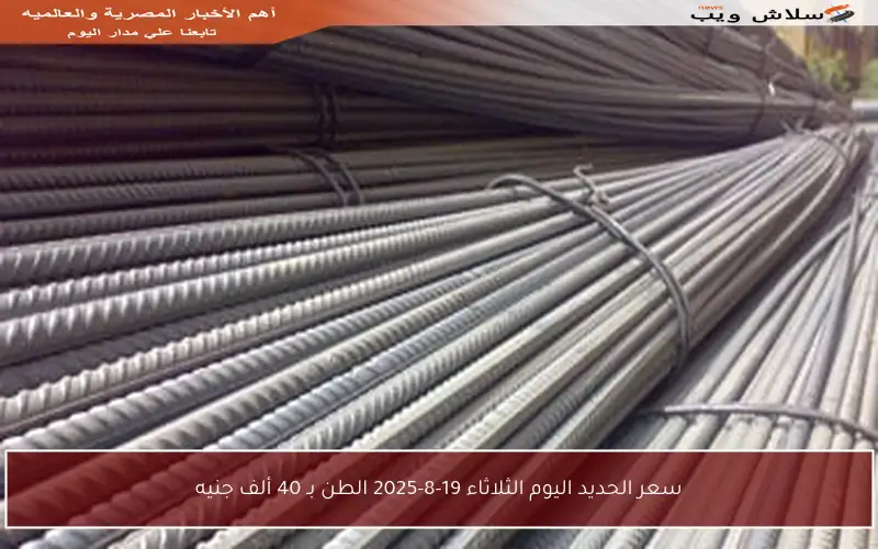 سعر الحديد اليوم الثلاثاء 19-8-2025 الطن بـ 40 ألف جنيه
