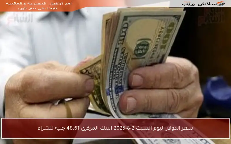 سعر الدولار اليوم السبت 2-8-2025 البنك المركزى 48.61 جنيه للشراء