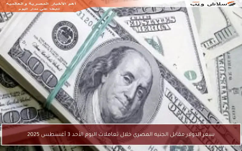 سعر الدولار مقابل الجنيه المصري خلال تعاملات اليوم الأحد 3 أغسطس 2025