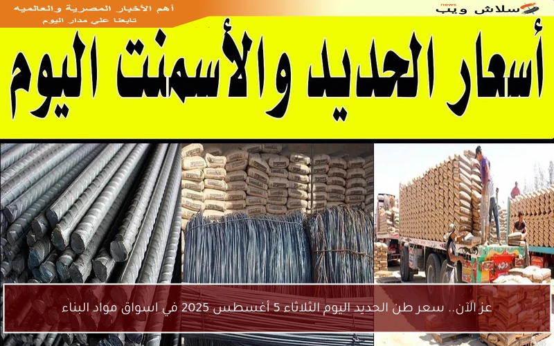 عز الآن.. سعر طن الحديد اليوم الثلاثاء 5 أغسطس 2025 في اسواق مواد البناء